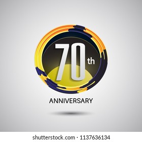 70 anniversary yellow circle abctract color logotype style for celebration event