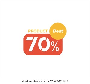 70% Best Product banner tag product label vector art illustration Isolated on White Background