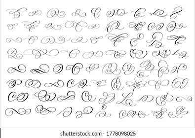 70 brush ink calligraphy swirls and flourishes set