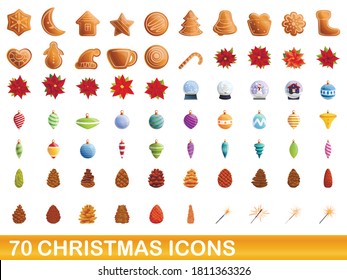 70 christmas icons set. Cartoon illustration of 70 christmas icons vector set isolated on white background
