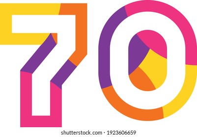 70 Colorido divertido número plano moderno
