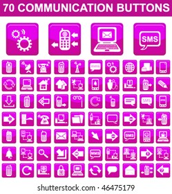 70 Communication Square Buttons Set