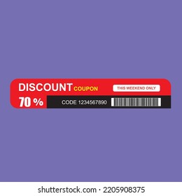 70% coupon discount futuristic. Vintage cinema ticket concert and festival event, movie theater coupon. promo code gift voucher and coupons template. Vector illustration.