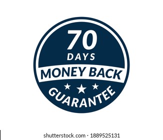 etiqueta de garantía de devolución de dinero de 70 días. Icono de garantía de devolución de dinero de 70 días