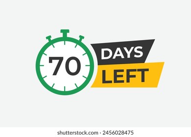 70 days to go countdown template. 70 day Countdown left days banner design. 70 Days left countdown timer