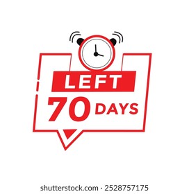 70 days left badge icon, sale web banner countdown promo deal timer. vector illustration design.