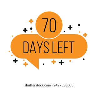 70 days left balloon. Count days remaining vector design. Banner for business, events and special dates