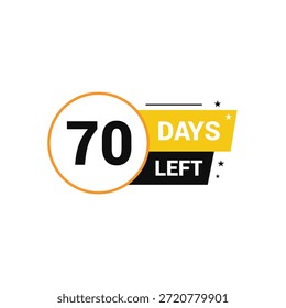 Quedan 70 días Número de cuenta regresiva Plantillas de Anuncio tiempo icono Vector diseño