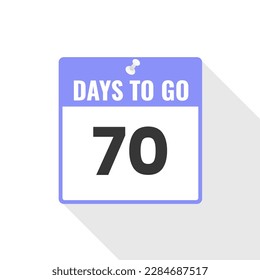 Icono de ventas de cuenta regresiva de 70 días a la izquierda. Quedan 70 días para ir Banner promocional
