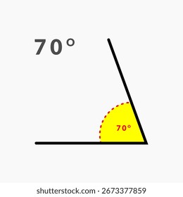 70 degree angle icon in mathematics