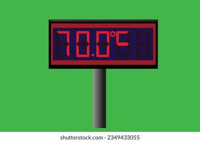 Celsius de 70 grados sobre termómetro digital o indicador de temperatura