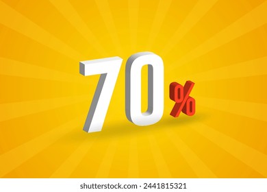 70% discount 3D text for sells and promotion.