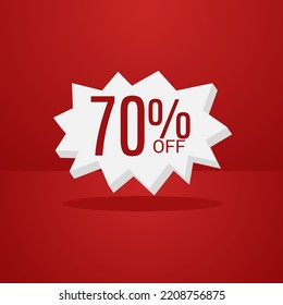 70% discount Banner Discount Sale. Offer price tag discount. Special offers.Vector Sticker Illustration