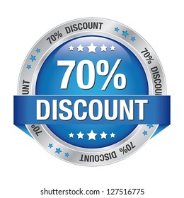 70 discount blue silver button isolated background