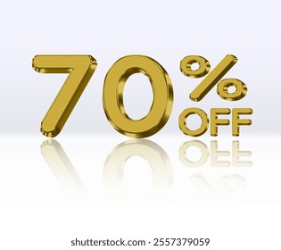 70% discount. golden 3d number. Special sale offer with 70% discount. Sale discount offer.