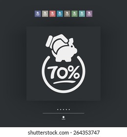 70% Discount label icon