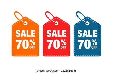70% discount label symbols vector