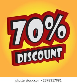 70% DISCOUNT. Marketing Announcements Special Offers. Discount promotion. 70% Off Special Offer Conceptual Yellow Banner Design Template.