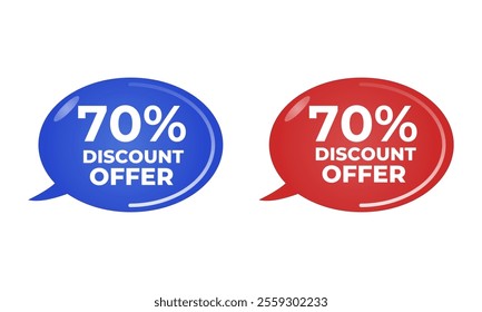 70% discount offer multicolored on white background
Frame, promotion icon, sales. discounts 3d