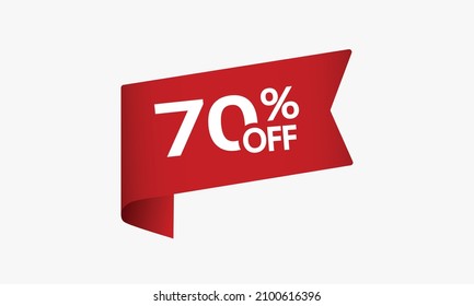 70% Discount offer price label, Red price tag for online stores