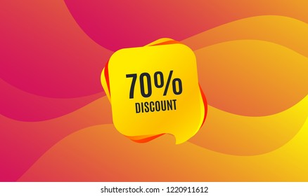 70% Discount. Sale offer price sign. Special offer symbol. Wave background. Abstract shopping banner. Template for design. Vector