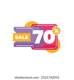70% Discount Sale Tag Label Vector Template Design Illustration