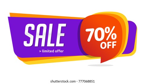 70 discount, Sales Vector badges for Labels, , Stickers, Banners, Tags, Web Stickers, New offer. Discount origami sign banner