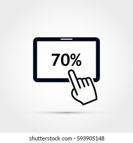 70% discount shown on a tablet screen -vector illustration