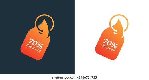 70% Discount tag fire Logo Template Vector Icon Illustration Design