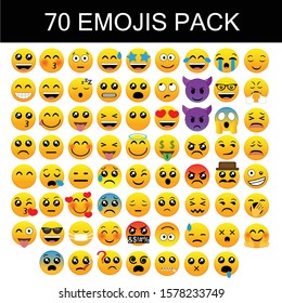 70 Emojis Pack Icons Pixel Perfect Set