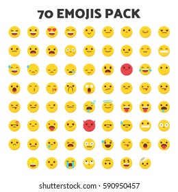 70 Emojis Pack Icons Pixel Perfect Set