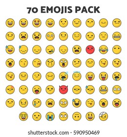 70 Emojis Pack Icons Pixel Perfect Set