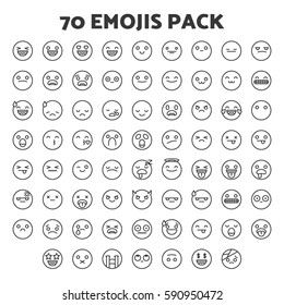 70 Emojis Pack Icons Pixel Perfect Set