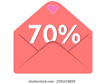 70% envelope icon on white background
Creative envelope with discount, promotion, sale and heart
Open envelope