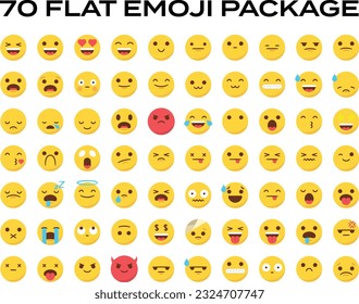 70 flat emoji package emoticon icon vetor chat