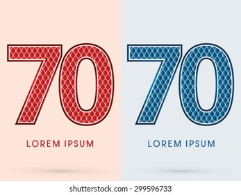 70 ,Font , Concept  Hot and Cool , Wire Mesh, steel, net, graphic vector.