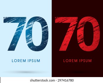 70 ,Font Cool and Hot, Ice and Fire, grunge destroy, graphic vector.