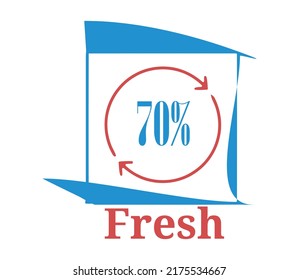 70 % Fresh sign label vector and illustration art with fantastic font blue and red color combination in white background