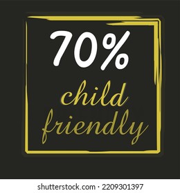 70% GMO percentage Vector art illustration of a brown square sign label with yellow and white lettering