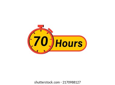 70 Hours timers Clocks, Timer 70 hour icon, countdown icon. Time measure. Chronometer icon isolated on white background