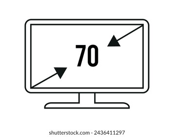 70 inches. Vector 70 inch monitor, screen resolution and size concept