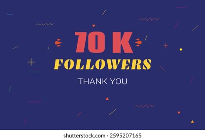 70 k followers thank you. 70000 subscribers vector illustration social media post subscribers