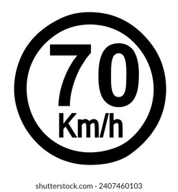70 kilometer per hour design road sign