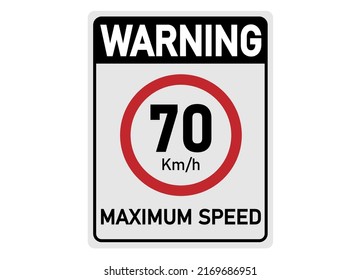 70 km por hora. Señal de tráfico para la velocidad máxima permitida.