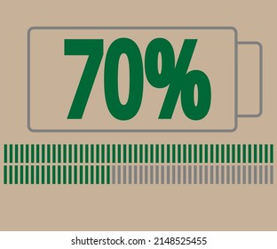 70% load. Charging battery icon. vector illustration