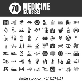 70 medical, science and anatomical icons
