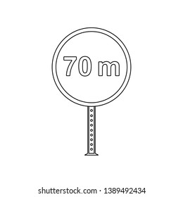 70 meter minimum distance colored icon. Element of road signs and junctions for mobile concept and web apps icon. Outline, thin line icon for website design and development, app 