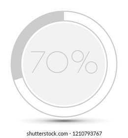 70% Minimal Flat white plane progress button  with shadow. well aligned loading graphic vector 