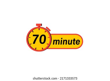 70 minute timers Clocks, Timer 70 min icon, countdown icon. Time measure. Chronometer icon isolated on white background