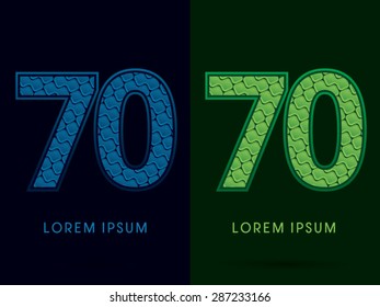 70 Number, Abstract Font, Text, Typography, concept luxury natural blue and green, pattern, graphic vector